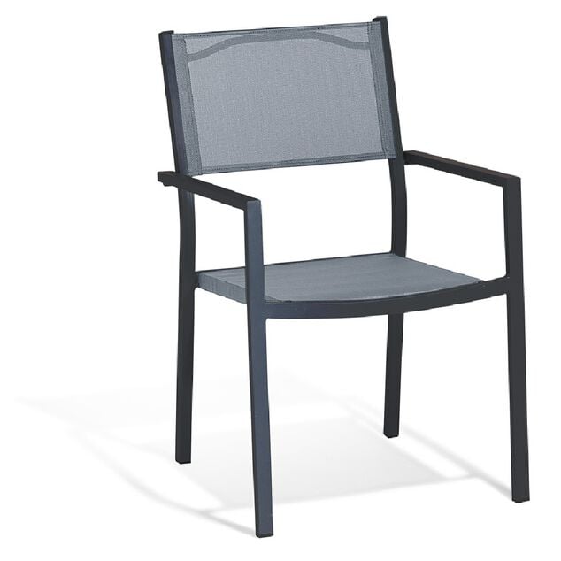 Fauteuil de jardin Oslow aluminium textil&egrave;ne gris 59x55,5xH.86 cm