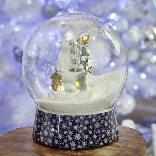 Boule à neige Noël lumineuse animée 15LED Ø21xH24cm