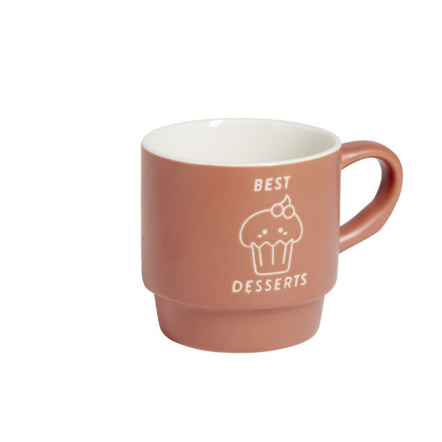 Mug empilables en c&eacute;ramique motifs et couleurs assorties 300ml 4 pi&egrave;ces