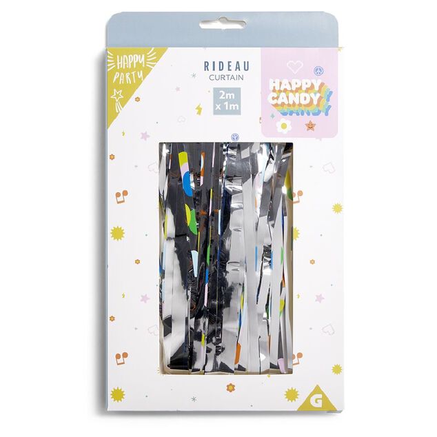 Rideau de porte anniversaire aluminium th&egrave;me candy 1x2m