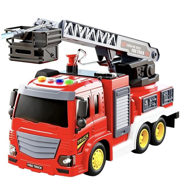 Camion pompier rouge son et lumi&egrave;re 31,5x11,5xH15,5cm