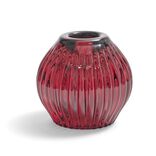 Bougeoir rond verre rose fonc&eacute; &Oslash;7,5xH7,5cm