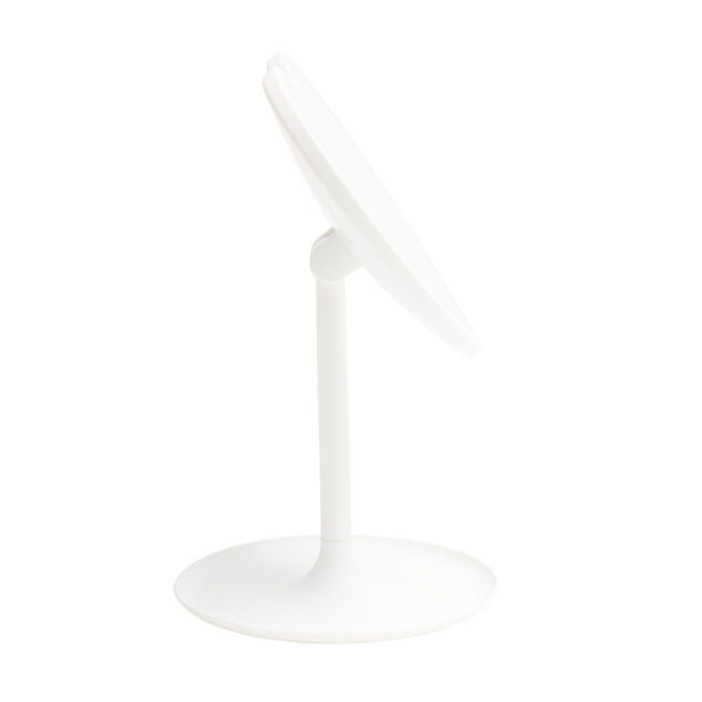 Miroir lumineux LED sur pied inclinable plastique blanc forme coeur 16xH24cm