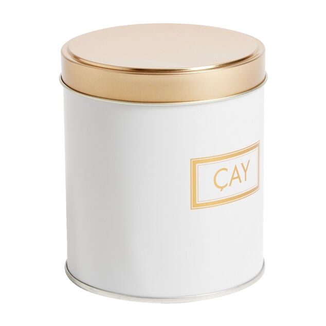 Lot de 3 pots &agrave; &eacute;pices acier blanc et dor&eacute; &Oslash;9,9xH11,4cm