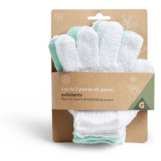 Lot de 3 paires de gants exfoliants pour le corps