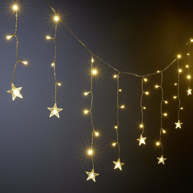 Guirlande de No&euml;l lumineuse bordure de toit 90LED pluie d'&eacute;toiles L5m