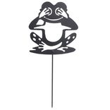 Animal d&eacute;co &agrave; planter grenouille m&eacute;tal noir H37cm