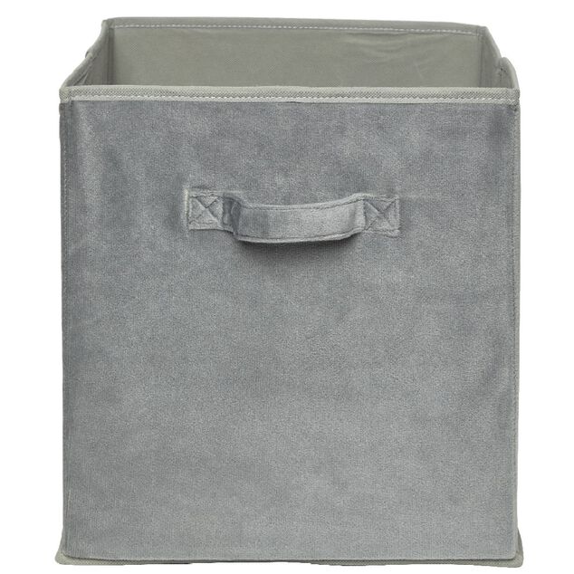 Pani&egrave;re Box Cube effet velours 31x29x31cm gris