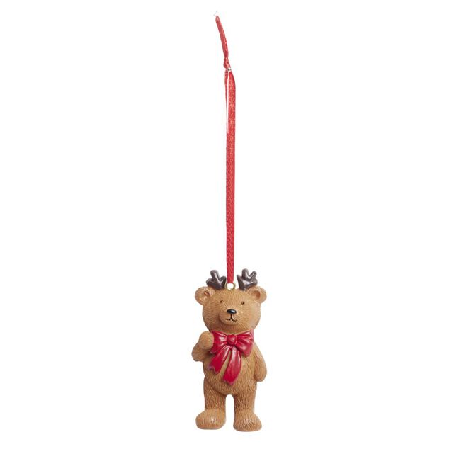 D&eacute;coration de No&euml;l ourson &agrave; suspendre polyr&eacute;sine H7cm (3 mod&egrave;les)
