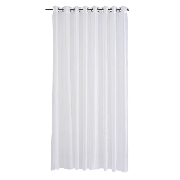 Voilage &agrave; oeillets baie vitr&eacute;e blanc effet brillant