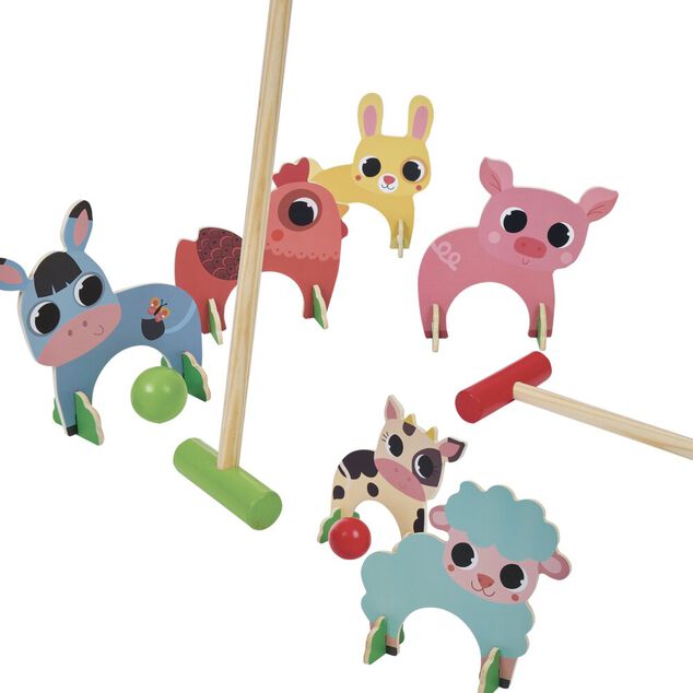 Jeu de croquet animaux en bois