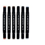 Marqueurs à double pointe teintes brunes L18,5cm 6 pièces