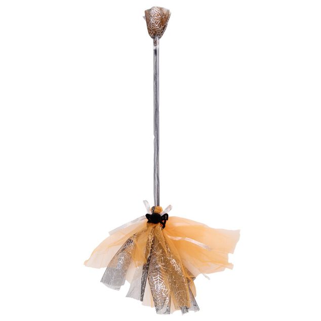 Balai de sorci&egrave;re plastique et tulle LED lumineux L80cm (2 mod&egrave;les)
