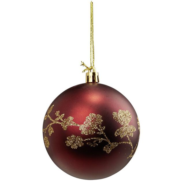 Boule de No&euml;l imprim&eacute; fleur paillet&eacute; dor&eacute; &Oslash;8cm