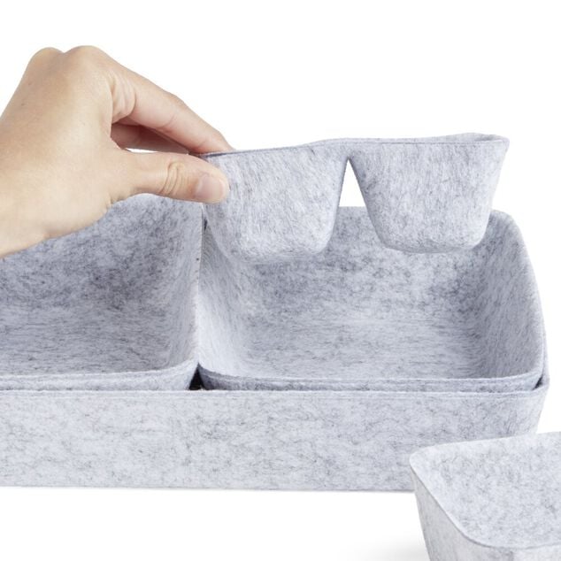 Pani&egrave;re de rangement en feutrine lot de 5 tailles