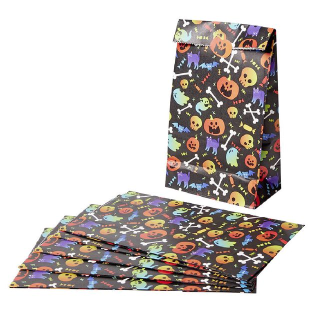 Sac &agrave; bonbons Halloween x6 avec sticker