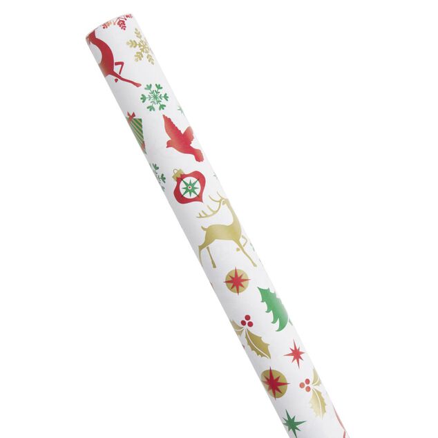 Papier cadeau No&euml;l rouleau 2m motif traditionnel (6 mod&egrave;les)