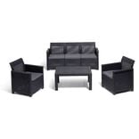 Salon de jardin Sydney r&eacute;sine tress&eacute;e gris 5 personnes