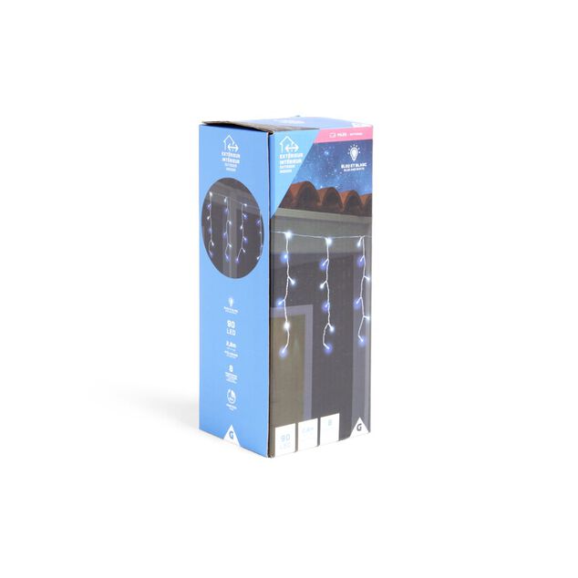 Guirlande lumineuse ext&eacute;rieure bordure de toit 90LED bleu et blanc 2,8m