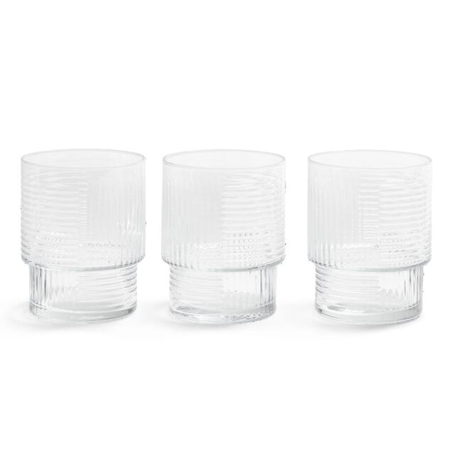Lot de 3 gobelets en verre empilables 32,5cl