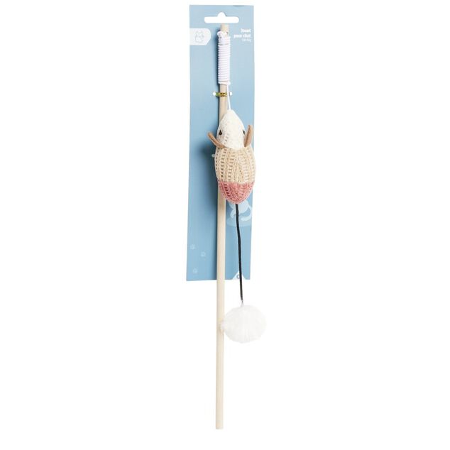 Jouet pour chat canne &agrave; p&ecirc;che avec peluche L.40 cm