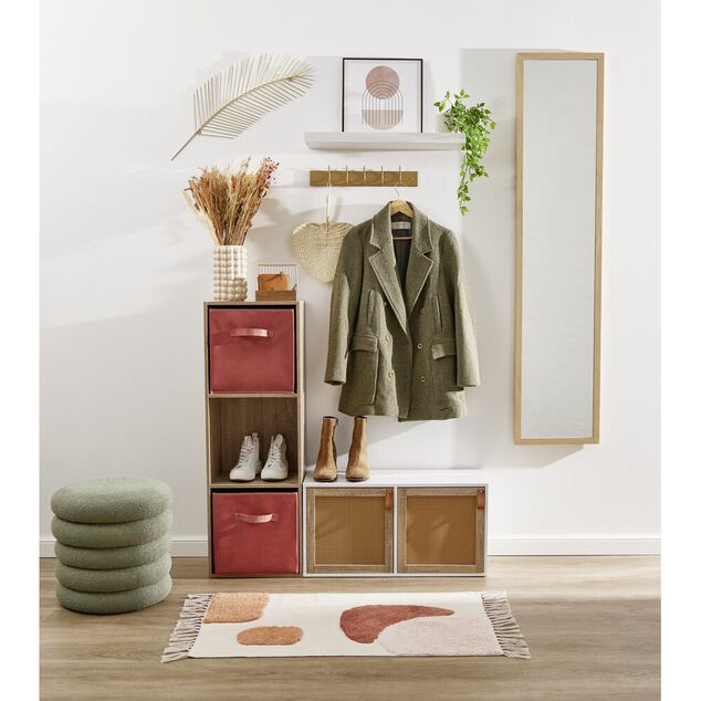 Porte cannage Box Cube 32,2x32,2x1,2cm bois marron