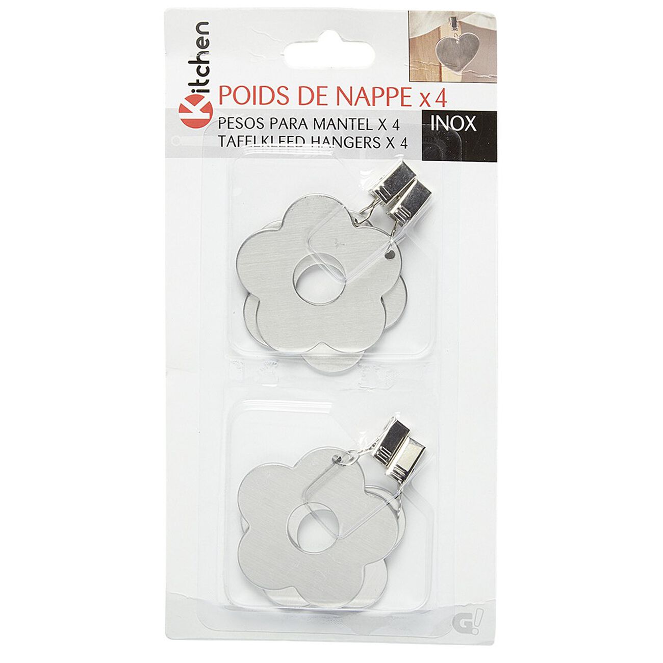 Poids Pour Nappe - Lot De 4 Clips Métal Réutilisables - Fixation Anti-vent