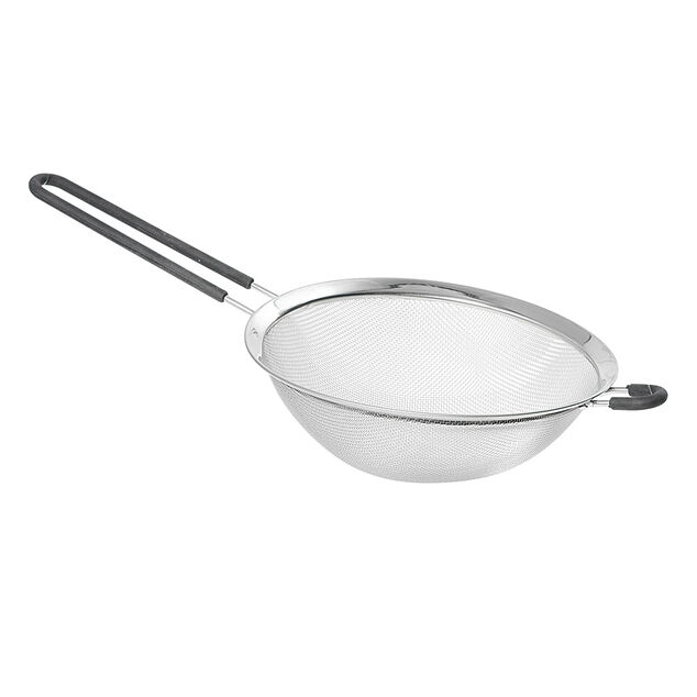 Passoire en inox &agrave; maille fine avec poign&eacute;e en silicone