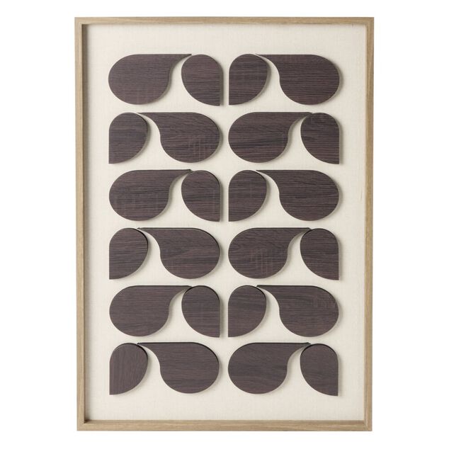 Tableau en bois motif contemporain 3D noir 50x70cm