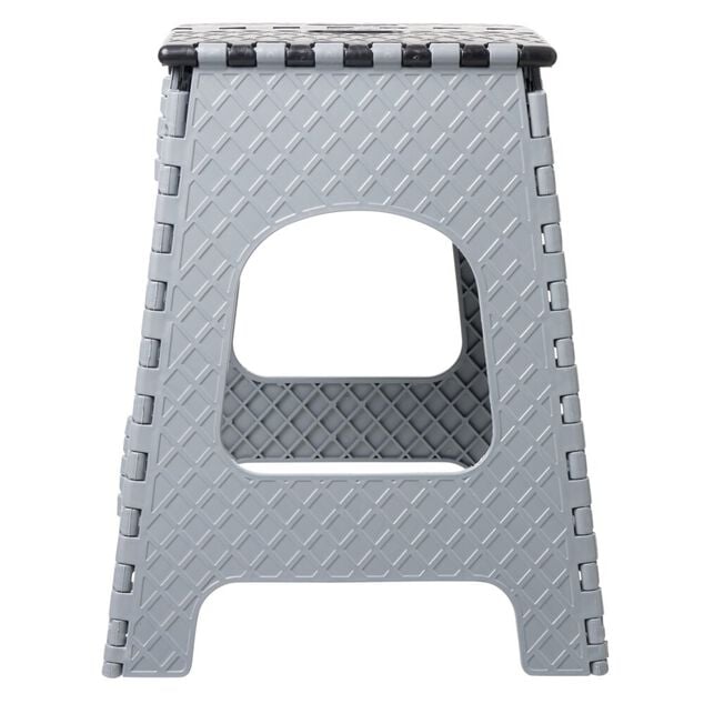 Tabouret pliant plastique noir et gris H44cm
