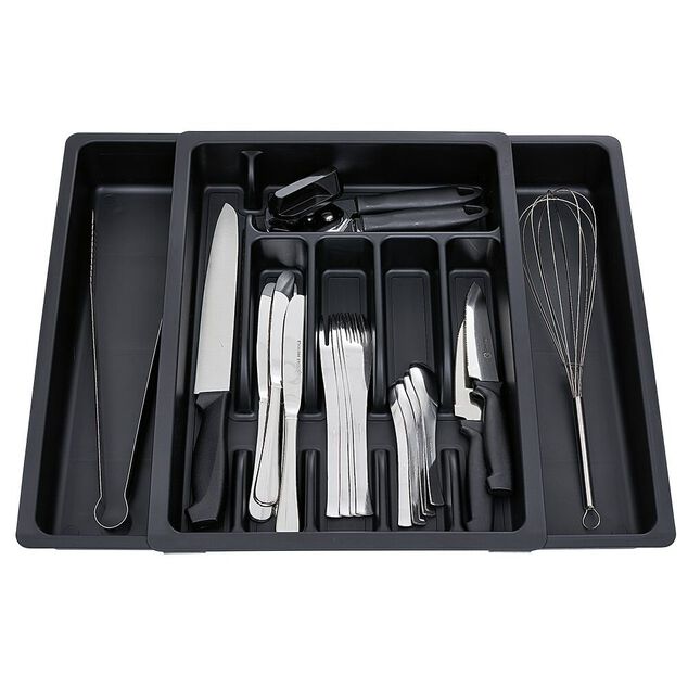 Range couverts extensible plastique noir