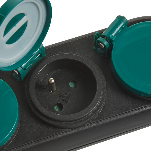 Multiprise &eacute;tanche 4 prises noir et vert