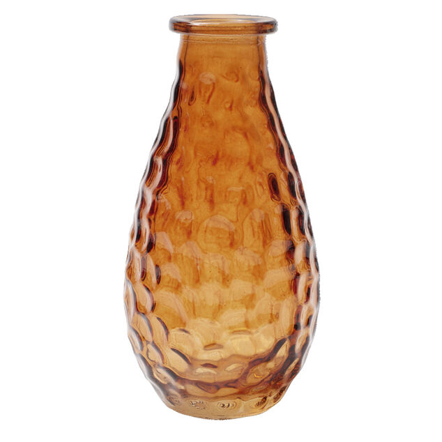 Vase verre color&eacute; forme bouteille d&eacute;cor relief &Oslash;6xH13cm&Oslash;7xH14cm (3 mod&egrave;les)