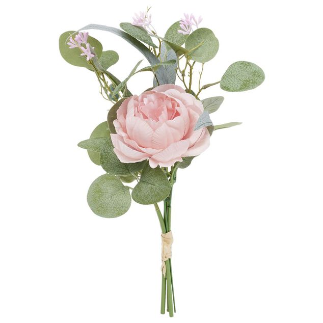 Piquet fleur artificielle rose et eucalyptus Ø16xH39cm