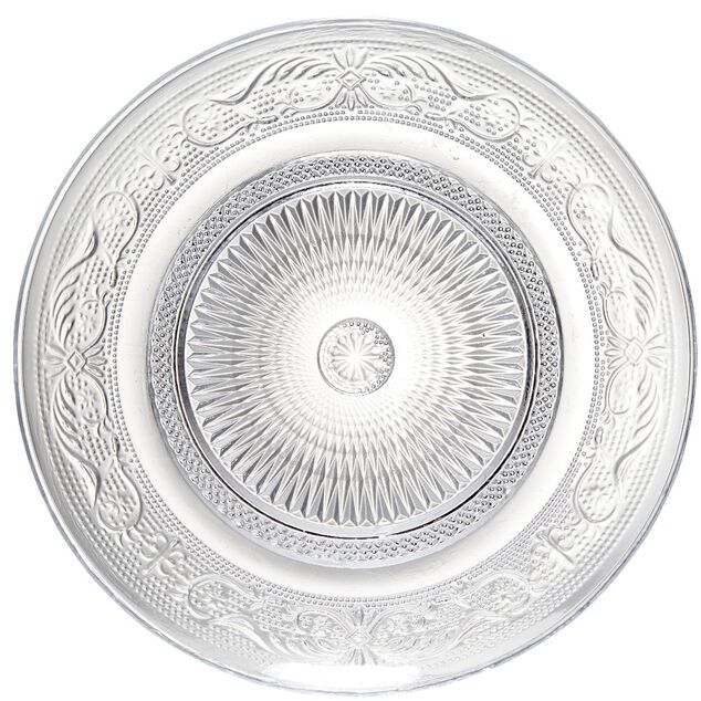 Assiette &agrave; dessert ronde verre transparente cisel&eacute;e &Oslash;19.5cm