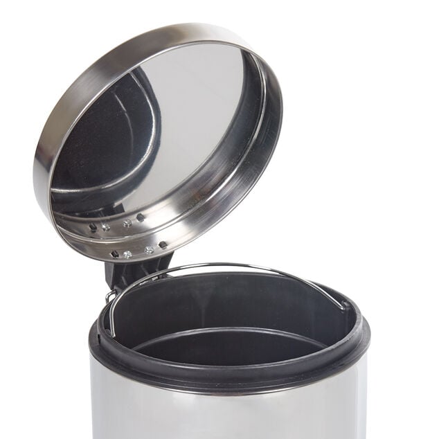 Poubelle ronde gris m&eacute;tallis&eacute; 5 L
