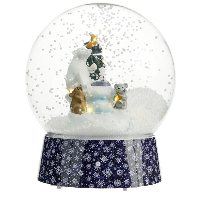 Boule à neige Noël lumineuse animée 15LED Ø21xH24cm