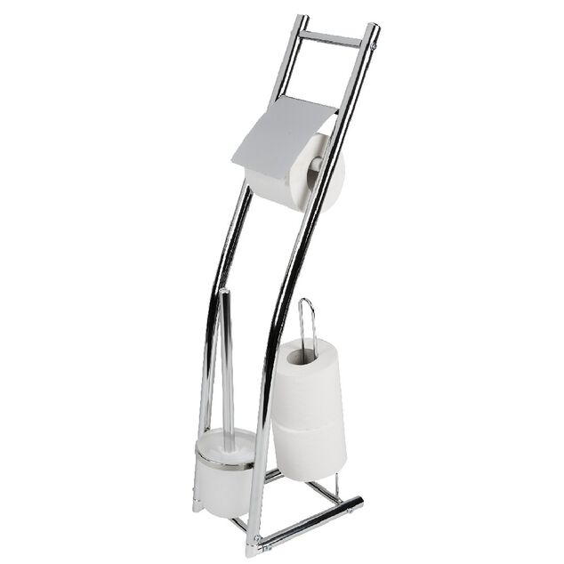 Serviteur WC m&eacute;tal gris avec brosse