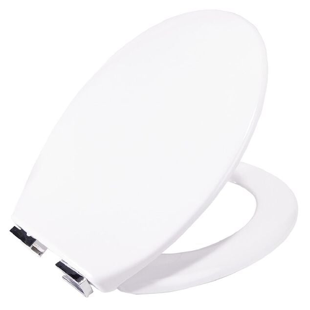 Abattant WC duroplast blanc avec frein de chute d&eacute;clipsable r&eacute;glable