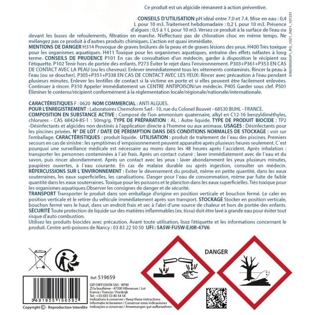 Liquide anti-algues pr&eacute;ventif 3L