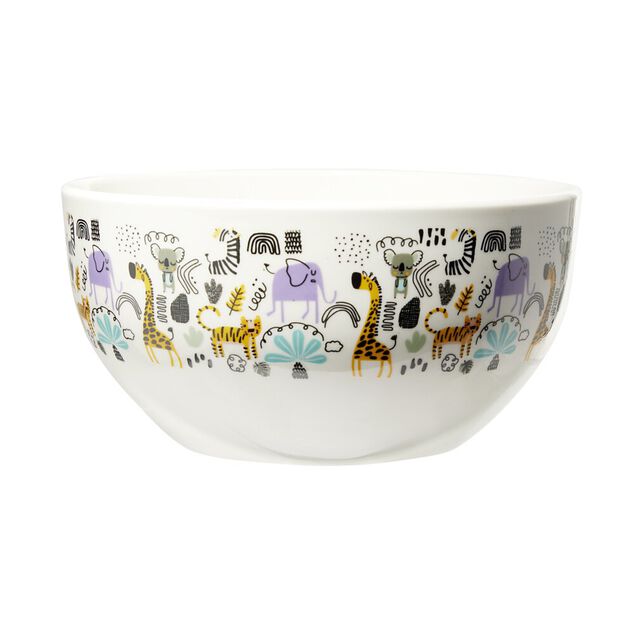 Bol en porcelaine blanc pour enfant motif animaux savane &Oslash;14xH7cm