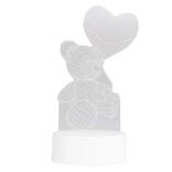Lampe LED 3D filigrane ourson coeur 12x9,8xH21cm