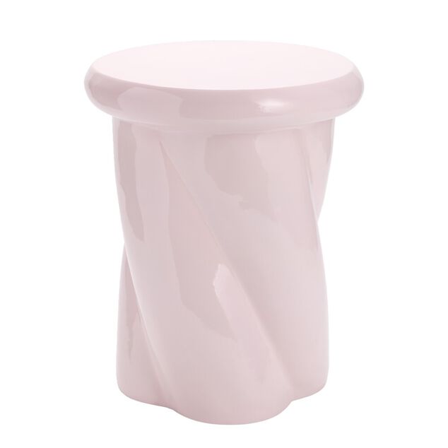 Bout de canap&eacute; rond Creamy laqu&eacute; &Oslash;33xH40cm (2 mod&egrave;les rose ou blanc)