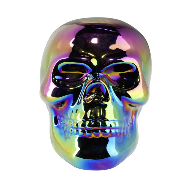 D&eacute;coration Halloween &agrave; poser Spirit cr&acirc;ne c&eacute;ramique iridescent 15x12xH11cm