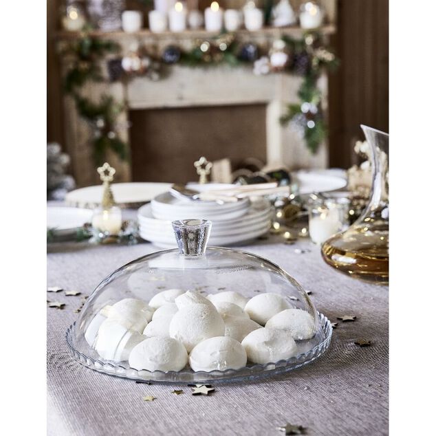 Plat de pr&eacute;sentation avec cloche &Oslash;32cm verre transparent