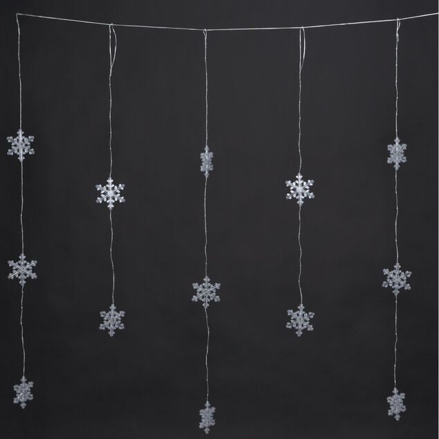 Guirlande rideau 13 flocons de neige 156LED blanc froid 1,2m