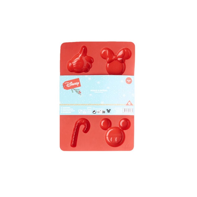 Moule &agrave; g&acirc;teau Mickey Disney silicone rouge 29x20xH3cm