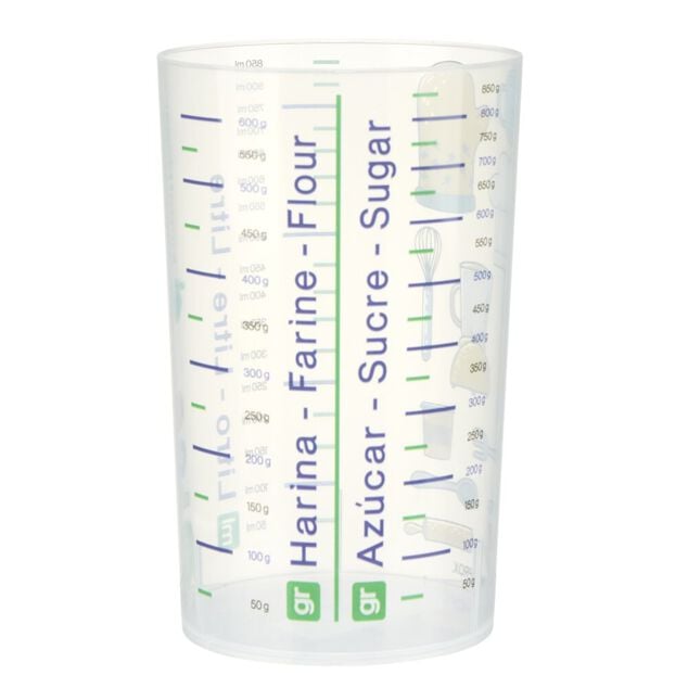 Verre doseur 900ml plastique d&eacute;cor&eacute; &Oslash;10,5xH13,5cm