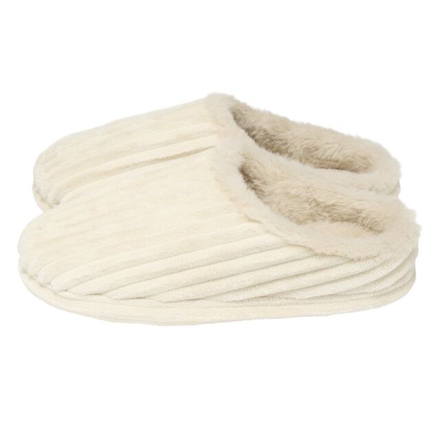 Chaussons femme c&ocirc;tel&eacute;s fourr&eacute;s beiges 36/37