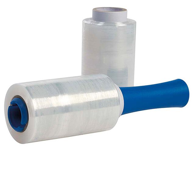 Rouleau film &eacute;tirable avec manche 150 m x2